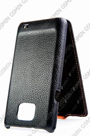    Samsung Galaxy S2 Plus (i9105) Melkco Premium Leather Case - Special Edition Jacka Type (Black/Orange LC)